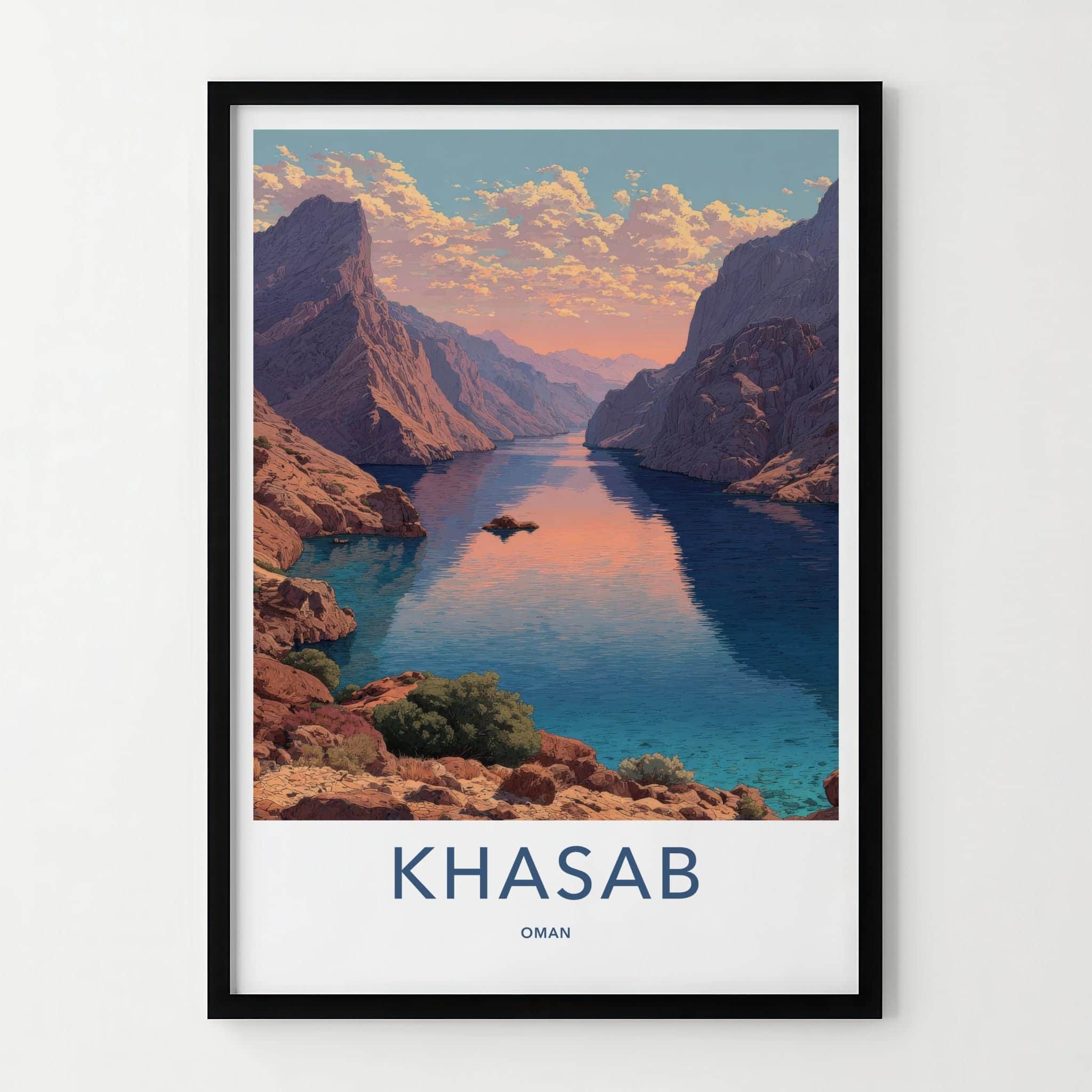 Khasab Poster - Oman Wall Art - Mountainous Fjord Channel Home Decor