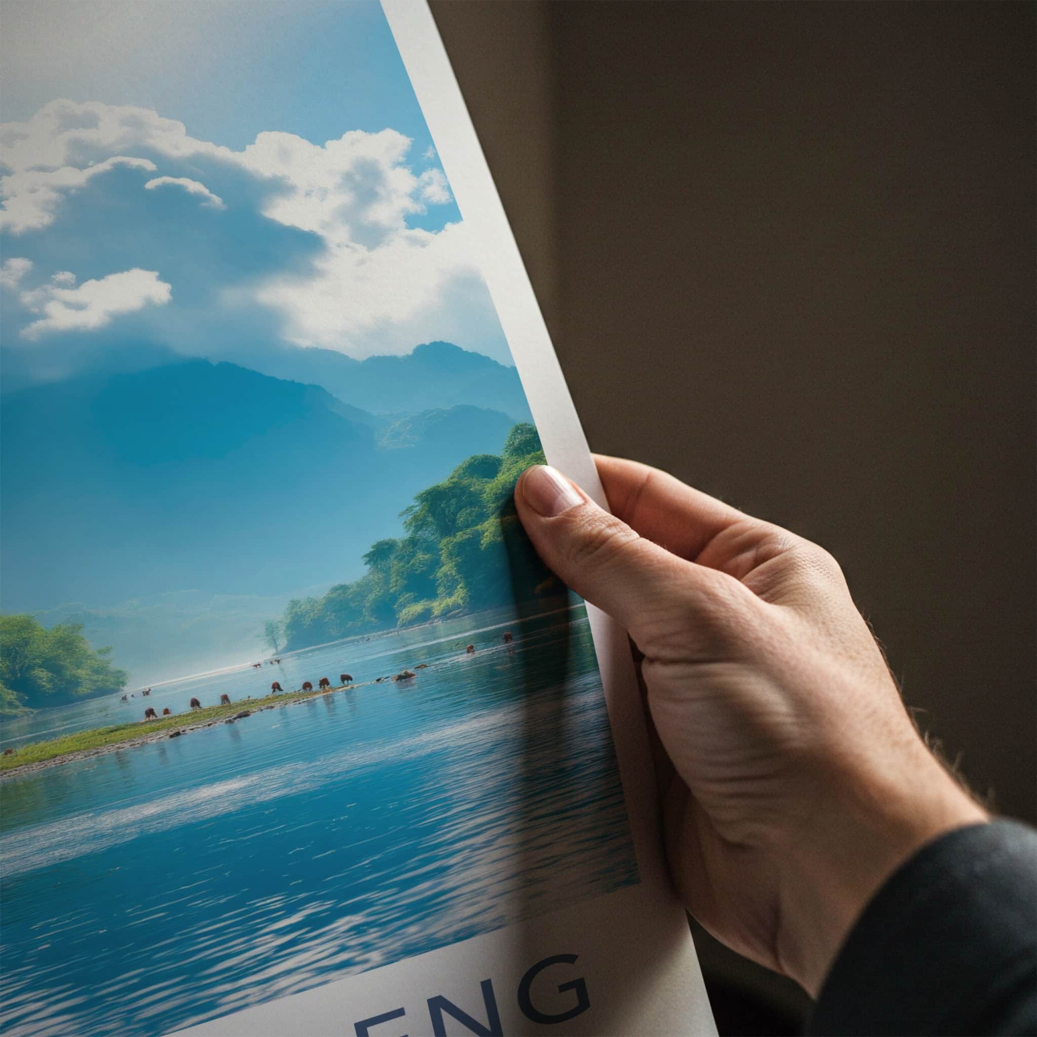 Khlong Saeng Poster - Thailand Travel Art - Misty Mountain River Home Decor
