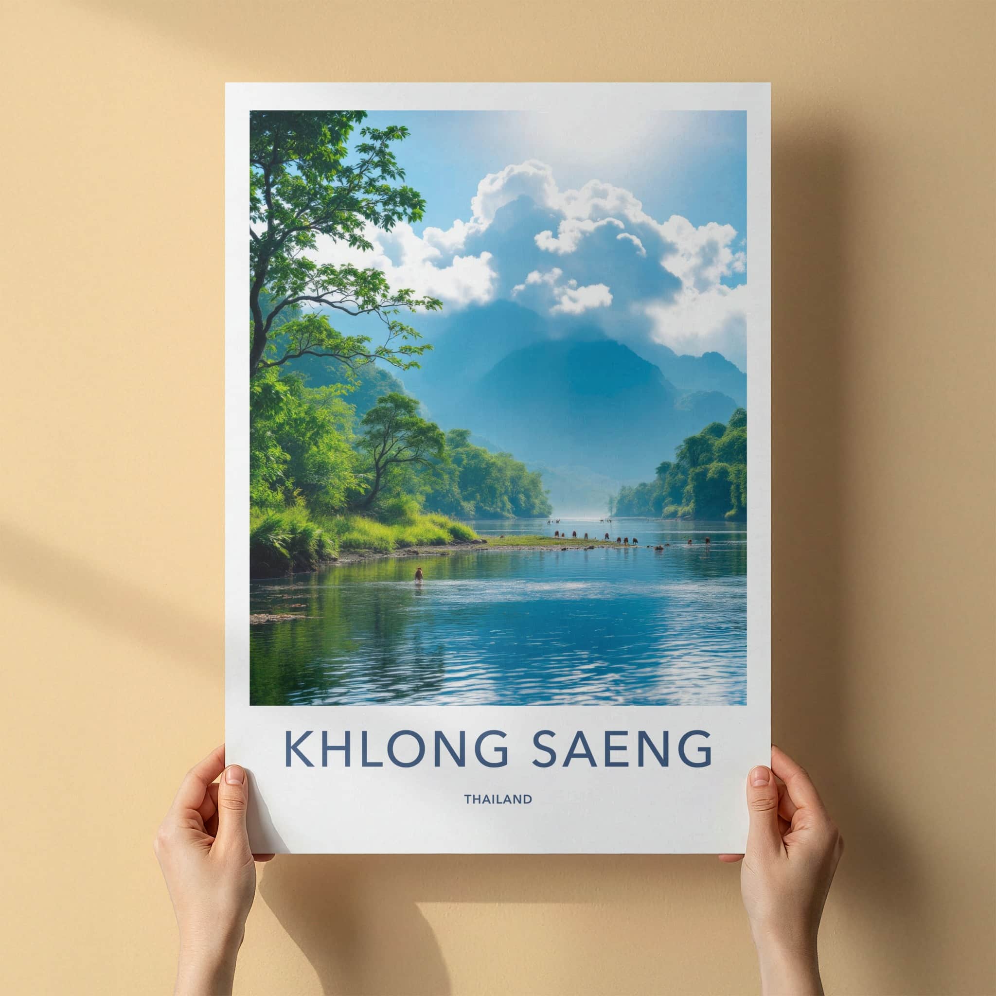 Khlong Saeng Poster - Thailand Travel Art - Misty Mountain River Home Decor