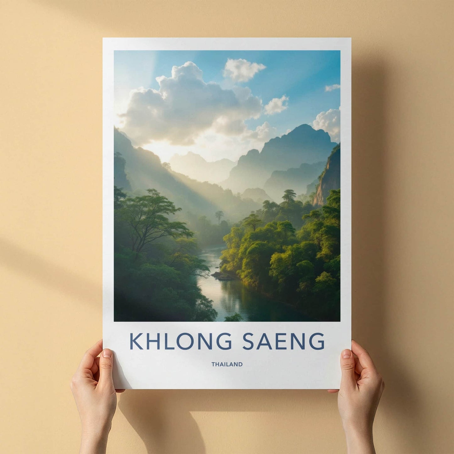 Khlong Saeng Poster - Thailand Travel Art - Sunlit Misty River Home Decor