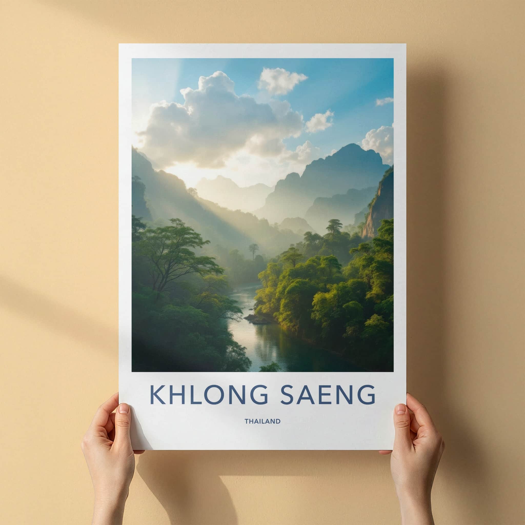 Khlong Saeng Poster - Thailand Travel Art - Sunlit Misty River Home Decor