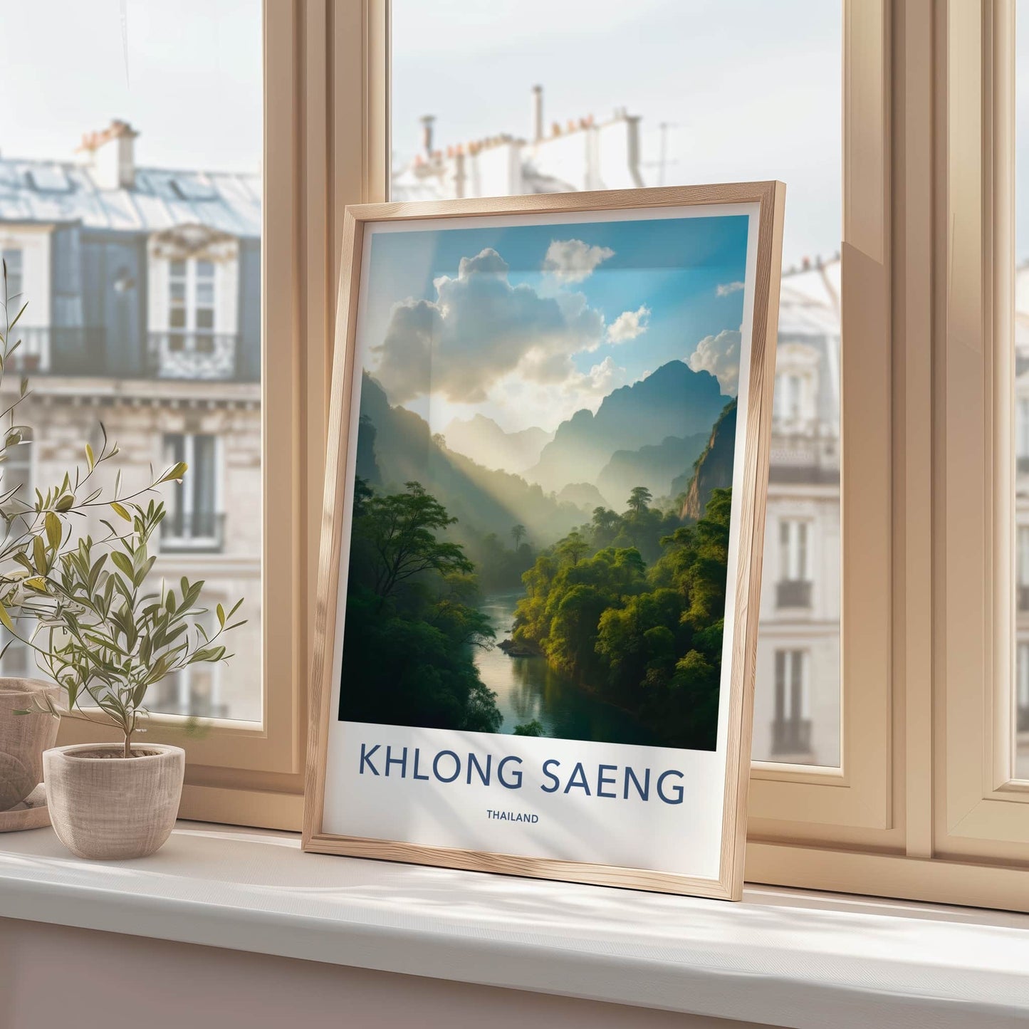 Khlong Saeng Poster - Thailand Travel Art - Sunlit Misty River Home Decor