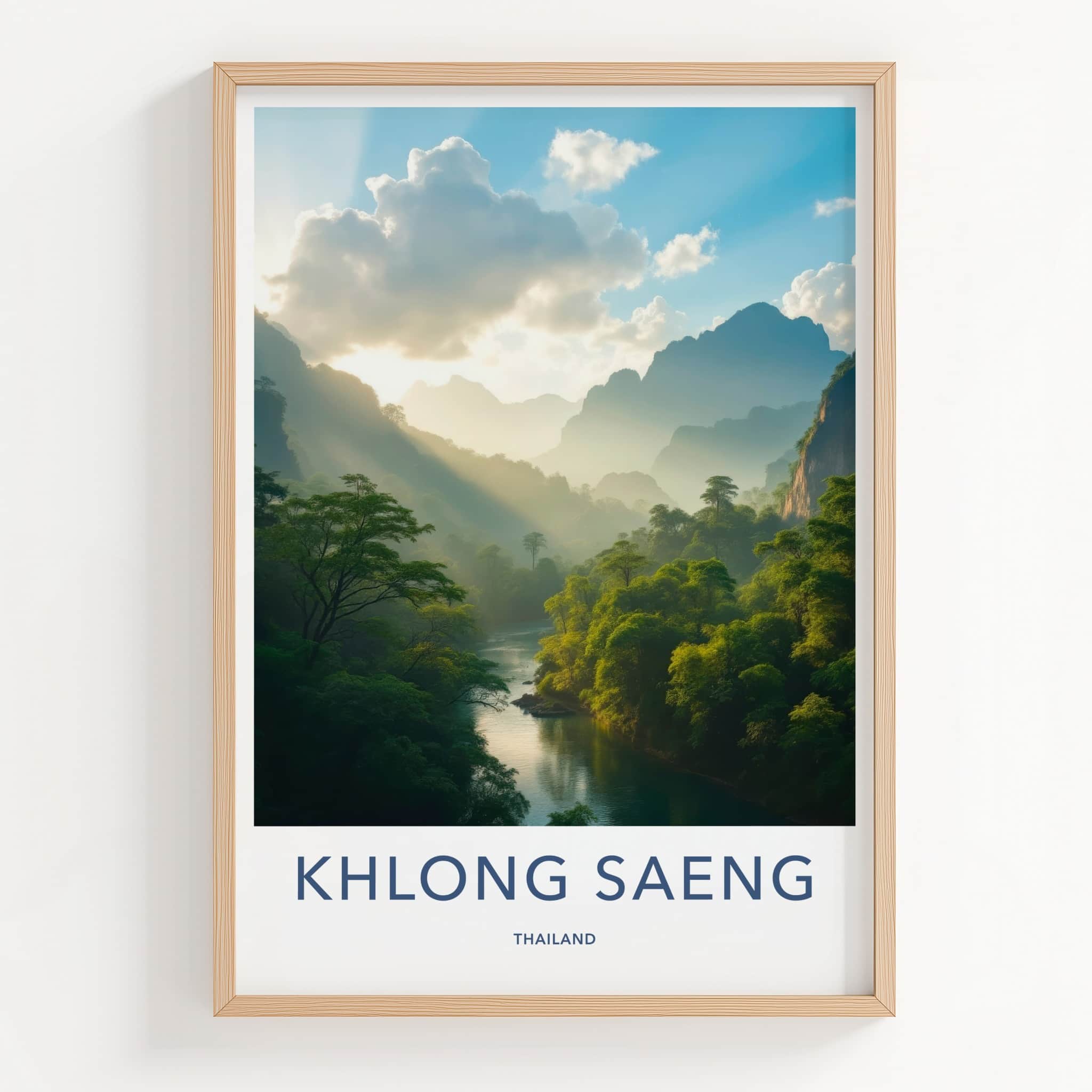 Khlong Saeng Poster - Thailand Travel Art - Sunlit Misty River Home Decor