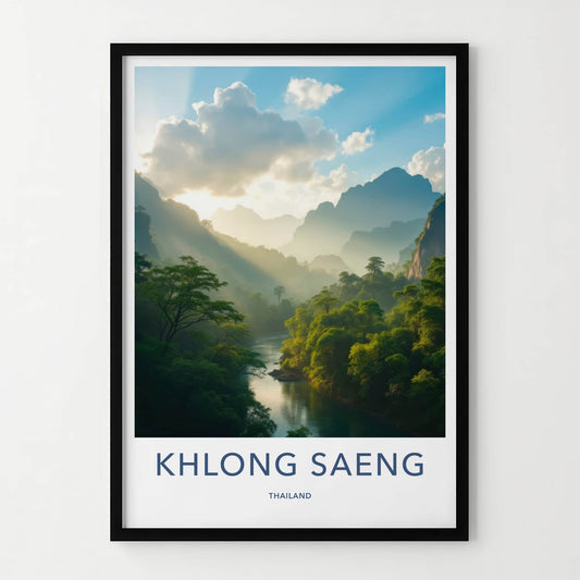 Khlong Saeng Poster - Thailand Travel Art - Sunlit Misty River Home Decor