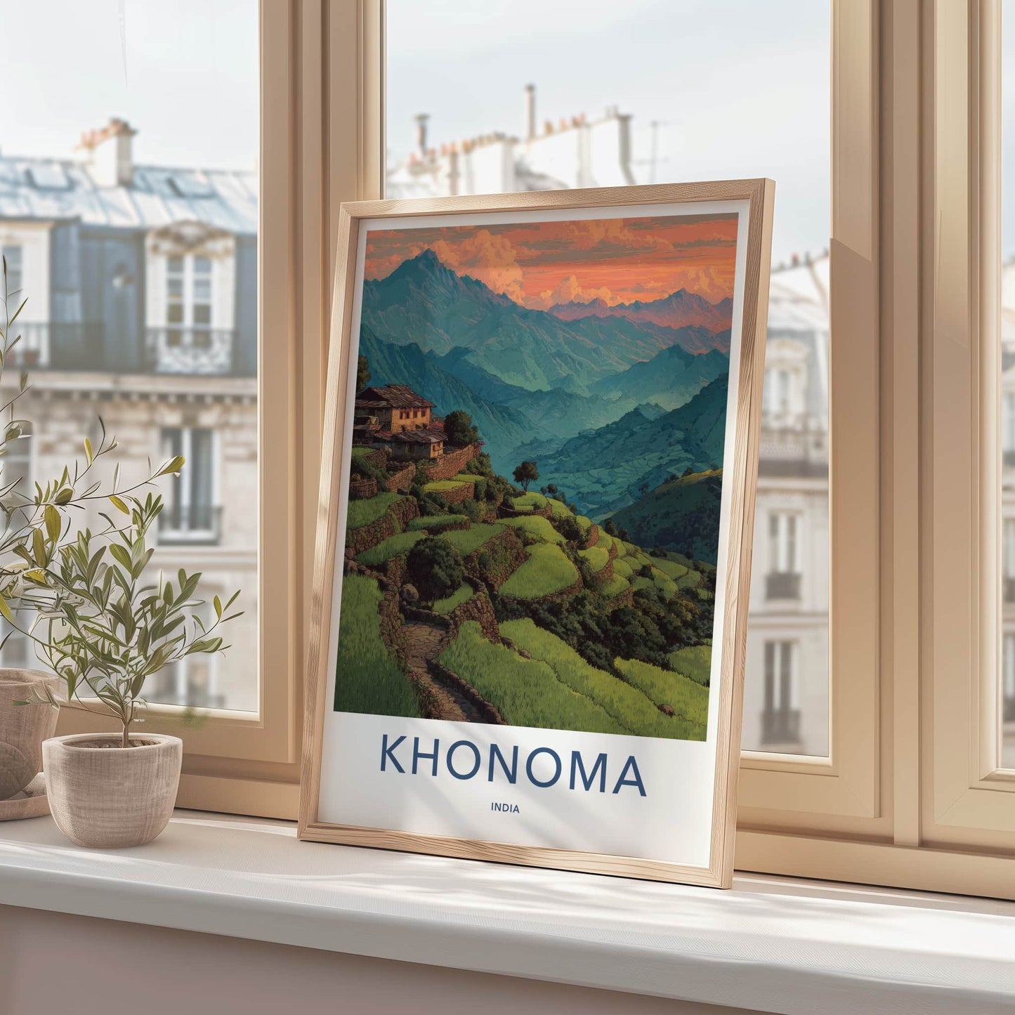 Khonoma Poster - India Travel Art - Nagaland Mountain Village Home Decor