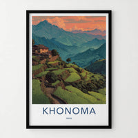 Khonoma Poster - India Travel Art - Nagaland Mountain Village Home Decor