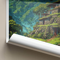 Khonoma Poster - India Travel Art - Nagaland Terraced Hillside Homes Home Decor