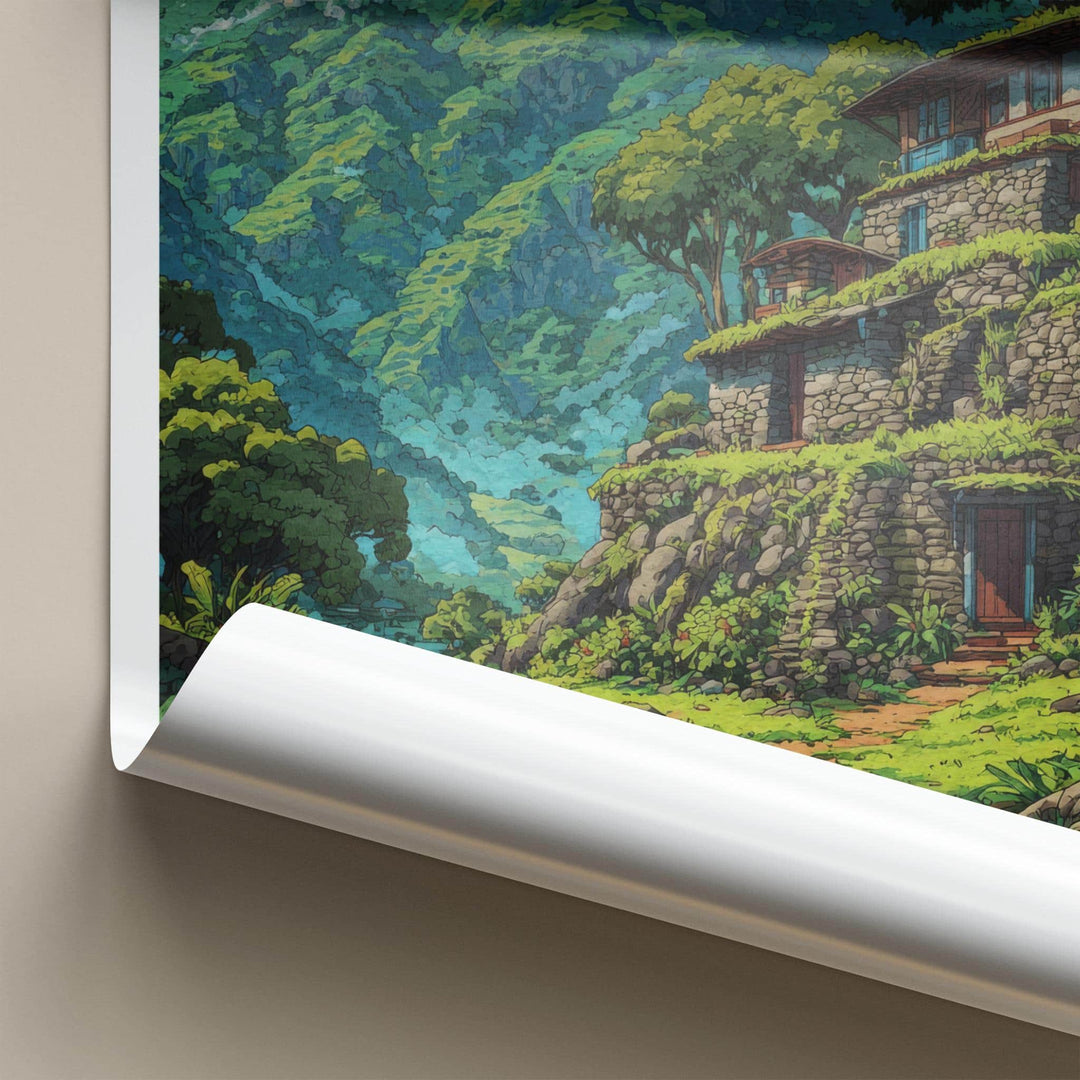 Khonoma Poster - India Travel Art - Nagaland Terraced Hillside Homes Home Decor
