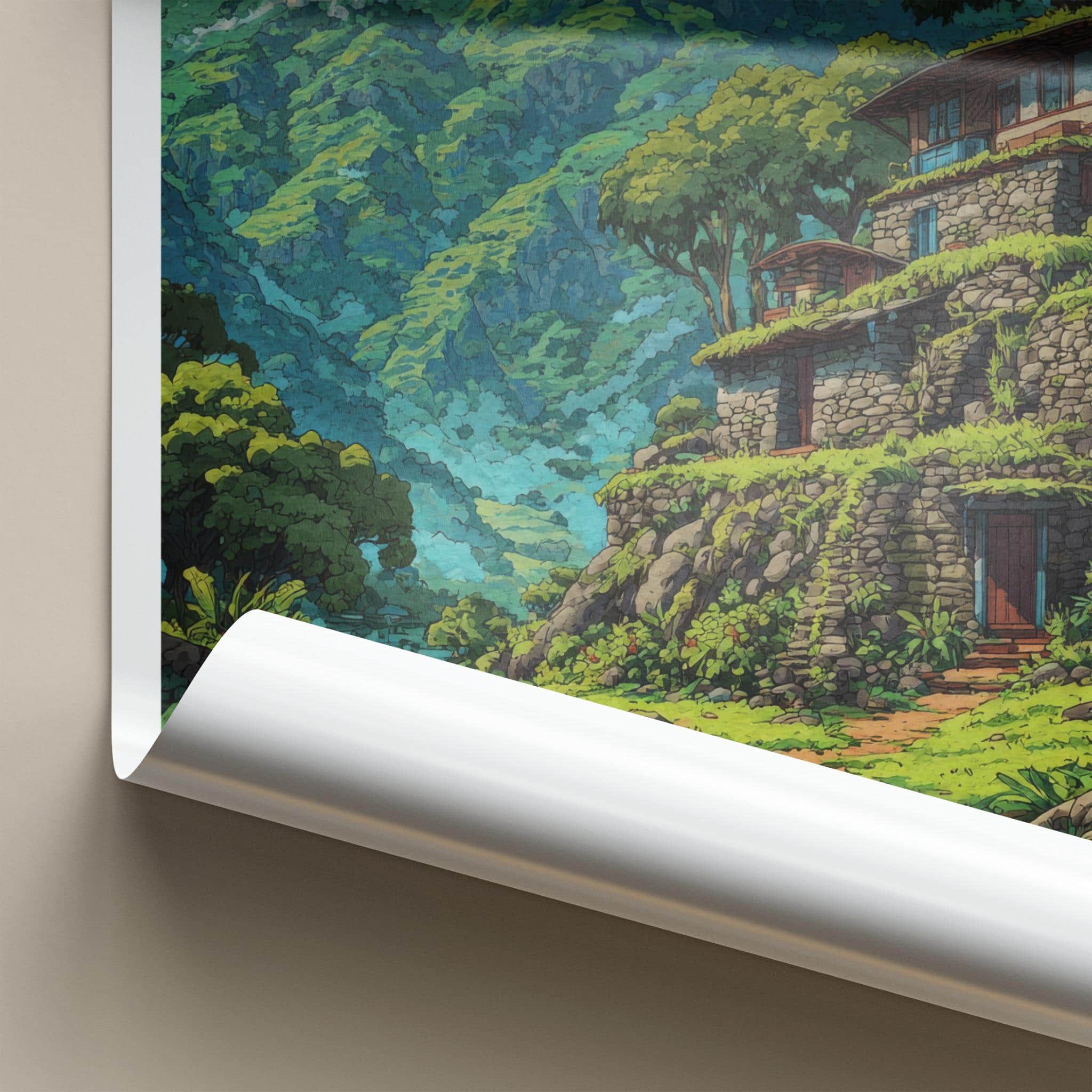 Khonoma Poster - India Travel Art - Nagaland Terraced Hillside Homes Home Decor