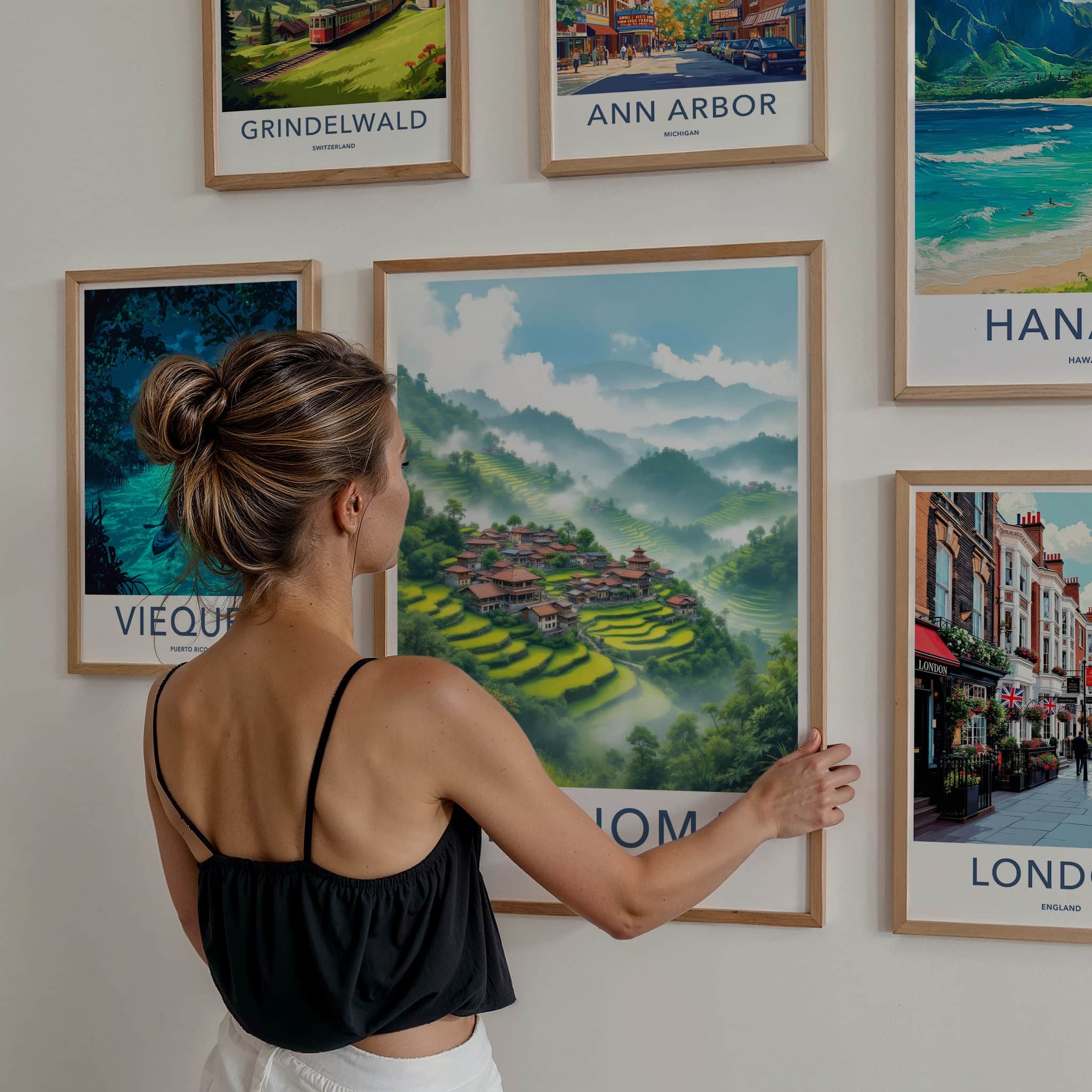 Khonoma Poster - India Travel Art - Nagaland Terraced Village Home Decor