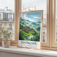Khonoma Poster - India Travel Art - Nagaland Terraced Village Home Decor