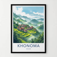 Khonoma Poster - India Travel Art - Nagaland Terraced Village Home Decor