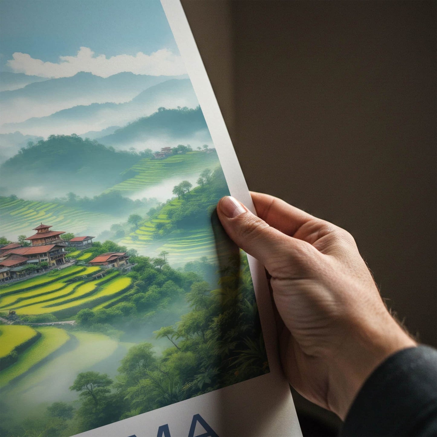 Khonoma Poster - India Travel Art - Nagaland Terraced Village Home Decor