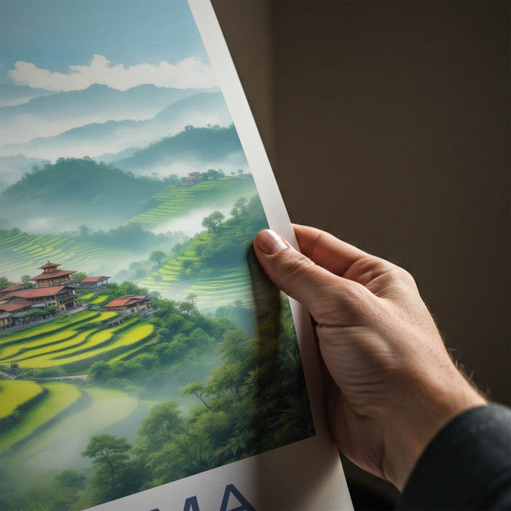 Khonoma Poster - India Travel Art - Nagaland Terraced Village Home Decor