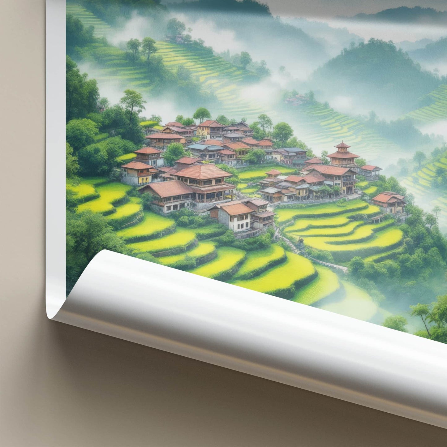 Khonoma Poster - India Travel Art - Nagaland Terraced Village Home Decor