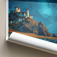 Kibber Khas Poster - India Fine Art - Himachal Pradesh Night sky village Gift