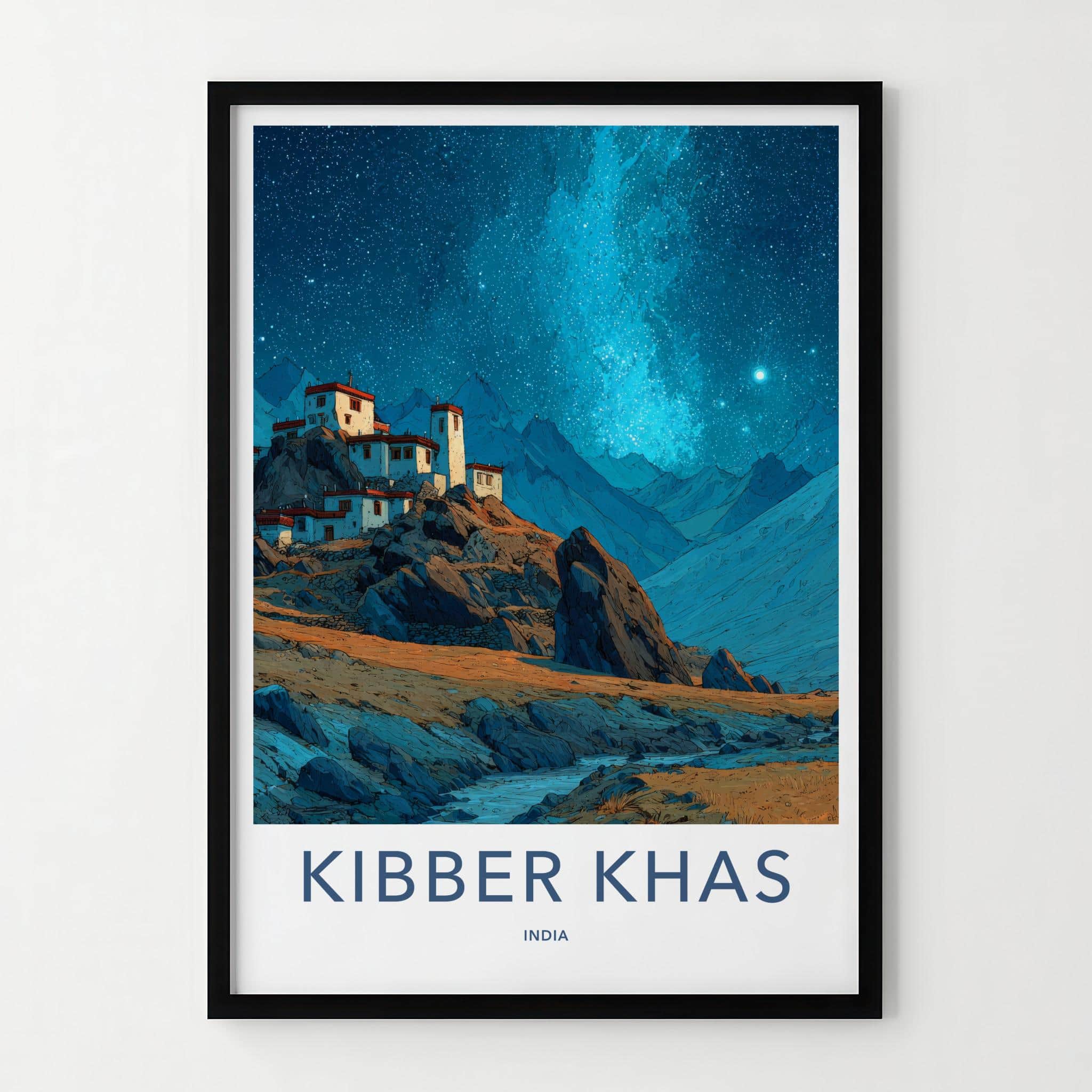 Kibber Khas Poster - India Fine Art - Himachal Pradesh Night sky village Gift