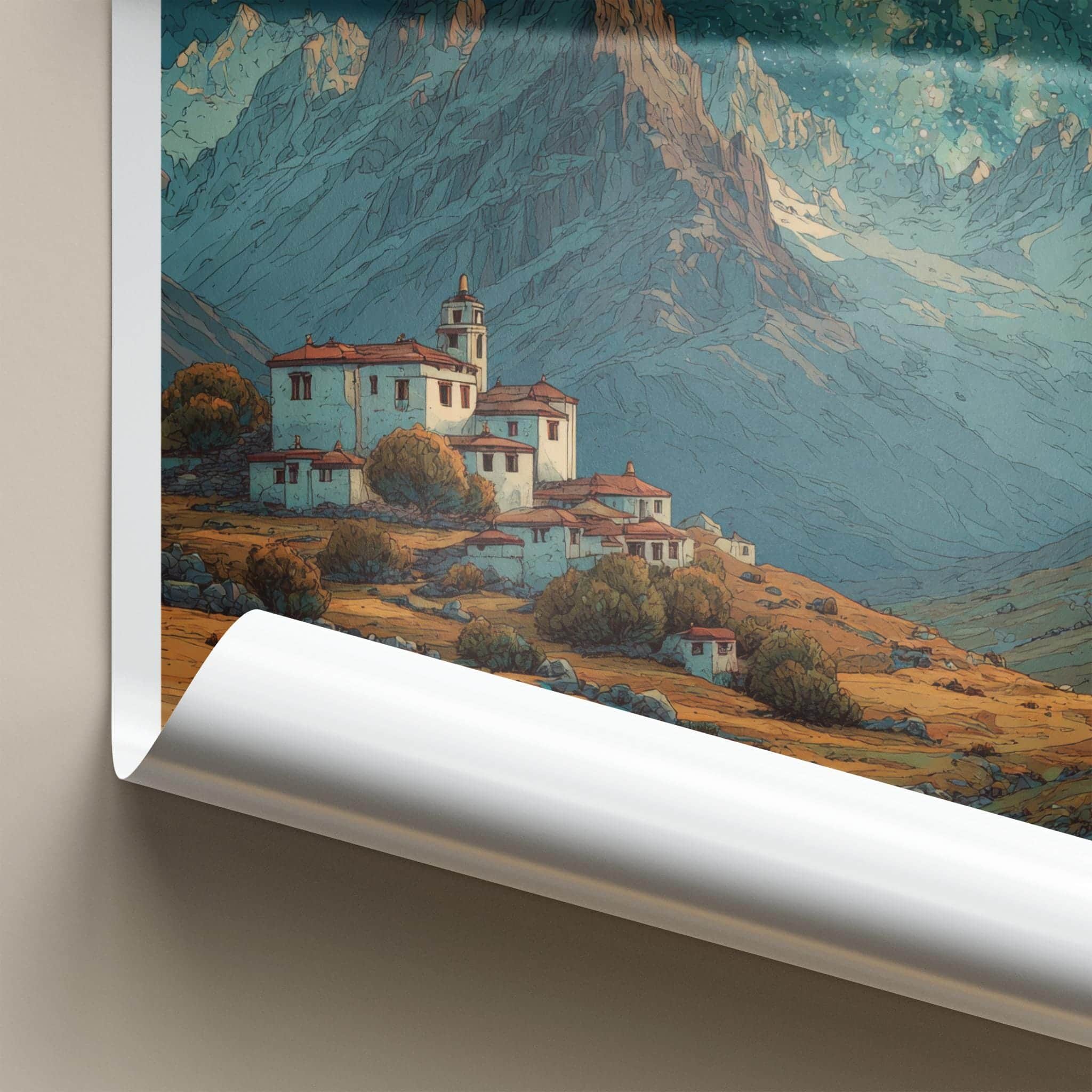 Kibber Khas Poster - India Wall Art - Himachal Pradesh Starry Mountain Village Gift