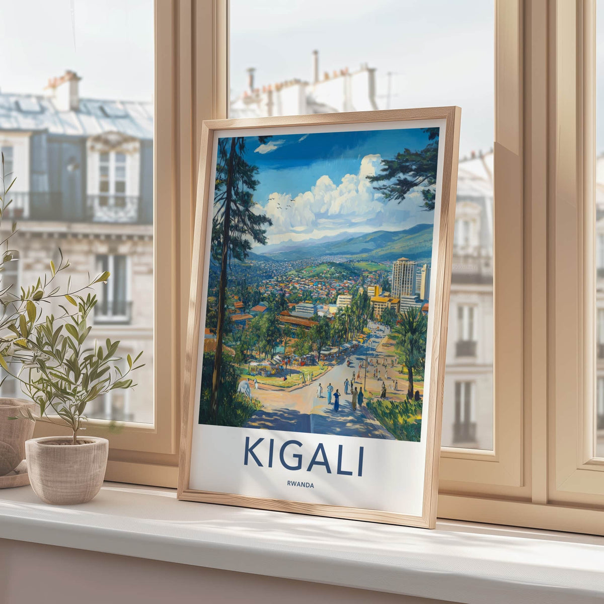 Kigali Poster - Rwanda Framed Print - Vibrant City Life Framed Decor
