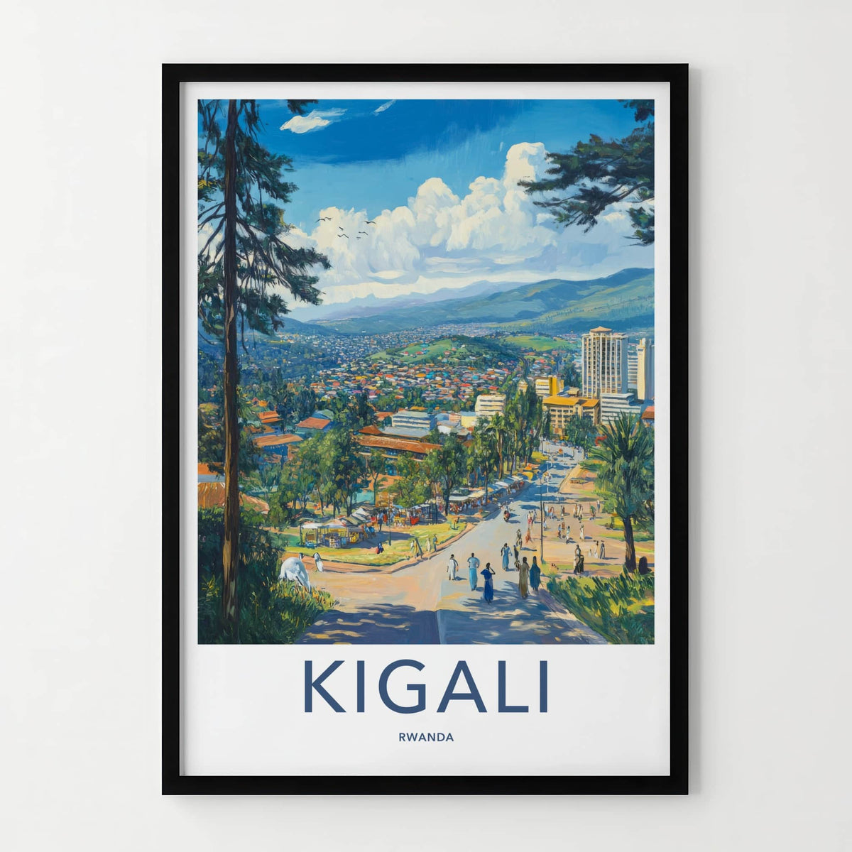 Kigali Poster - Rwanda Framed Print - Vibrant City Life Framed Decor