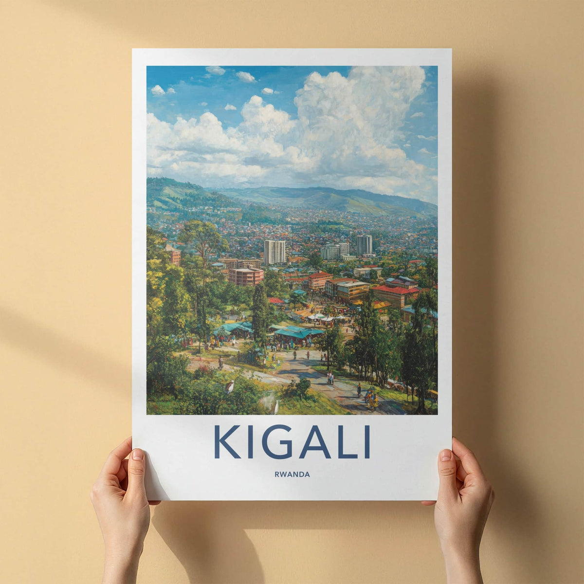 Kigali Poster - Rwanda Framed Print - Vibrant Cityscape Market Framed Decor