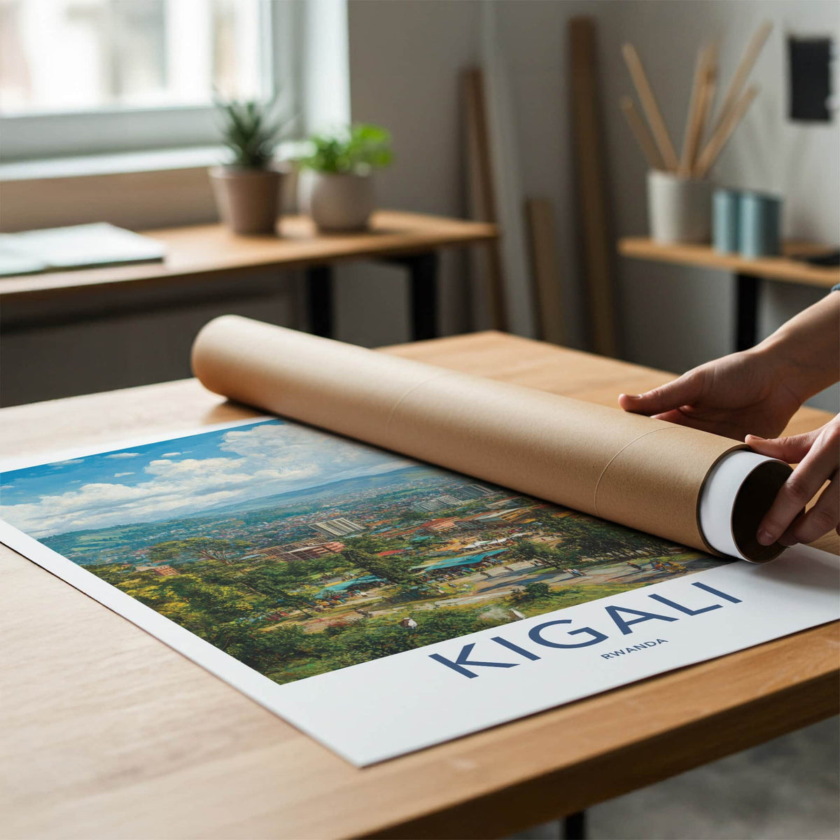 Kigali Poster - Rwanda Framed Print - Vibrant Cityscape Market Framed Decor