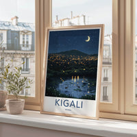 Kigali Poster - Rwanda Travel Art - Sparkling City Lake Home Decor