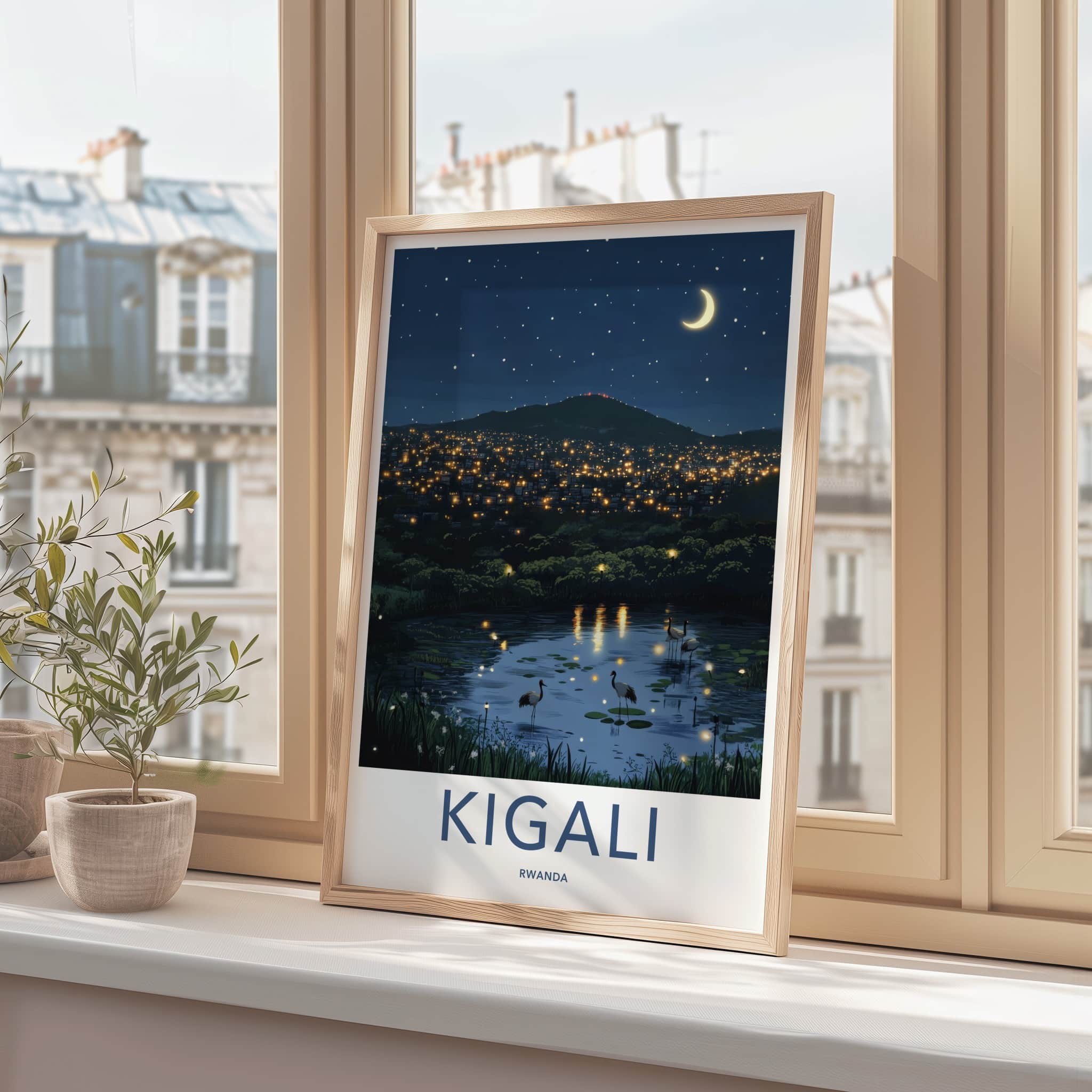 Kigali Poster - Rwanda Travel Art - Sparkling City Lake Home Decor
