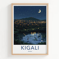 Kigali Poster - Rwanda Travel Art - Sparkling City Lake Home Decor