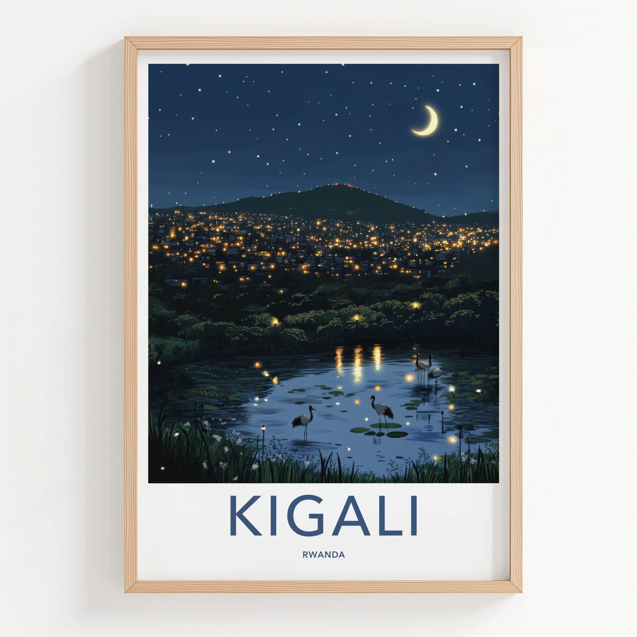 Kigali Poster - Rwanda Travel Art - Sparkling City Lake Home Decor
