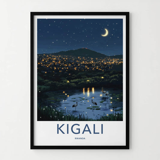 Kigali Poster - Rwanda Travel Art - Sparkling City Lake Home Decor