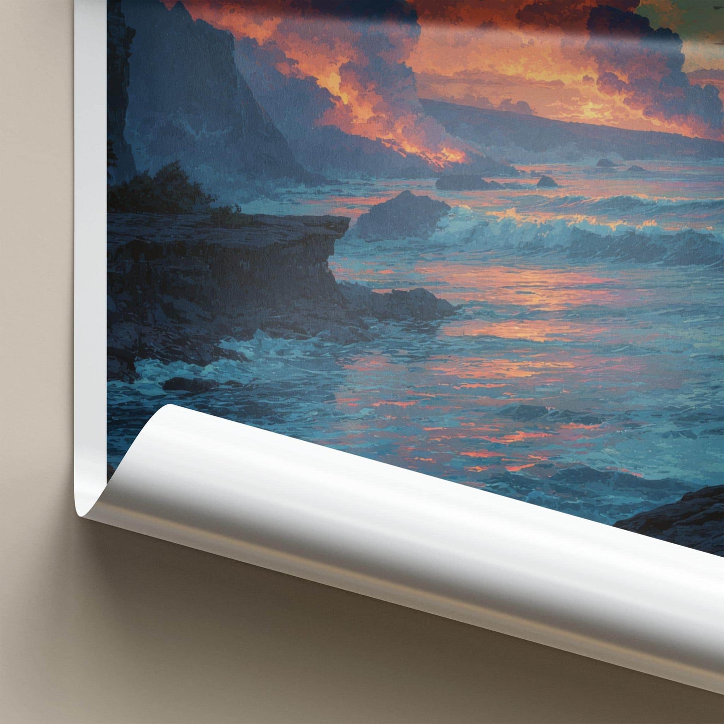 Kilauea Poster - Hawaii Travel Art - Volcanic Ocean Sunset Wall Decor