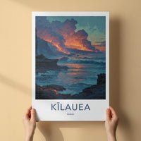 Kilauea Poster - Hawaii Travel Art - Volcanic Ocean Sunset Wall Decor