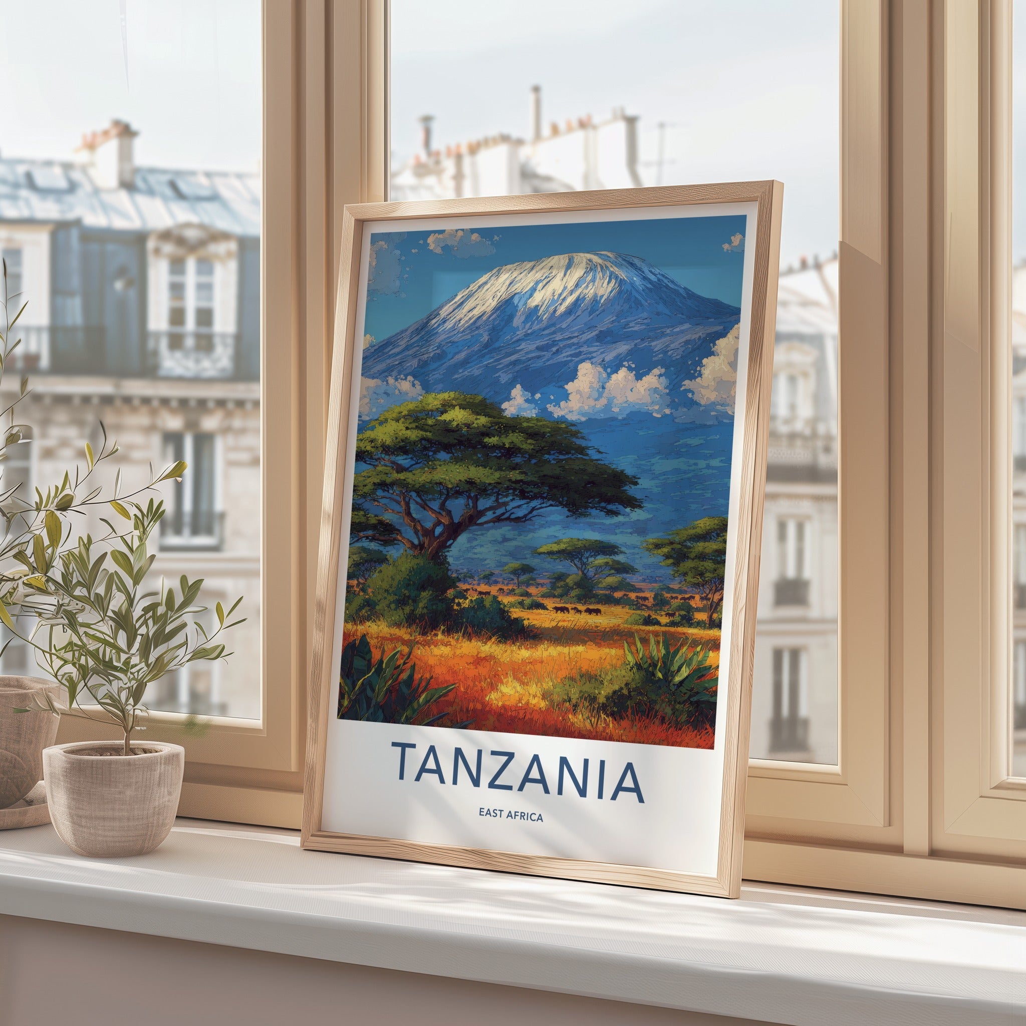 Kilimanjaro Poster - Tanzania Snow Capped Peak Framed Art