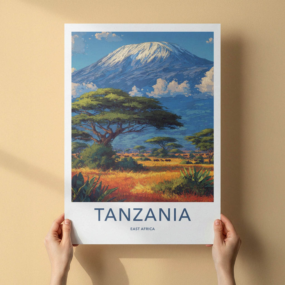 Kilimanjaro Poster - Tanzania Snow Capped Peak Framed Art