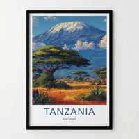 Kilimanjaro Poster - Tanzania Snow Capped Peak Framed Art