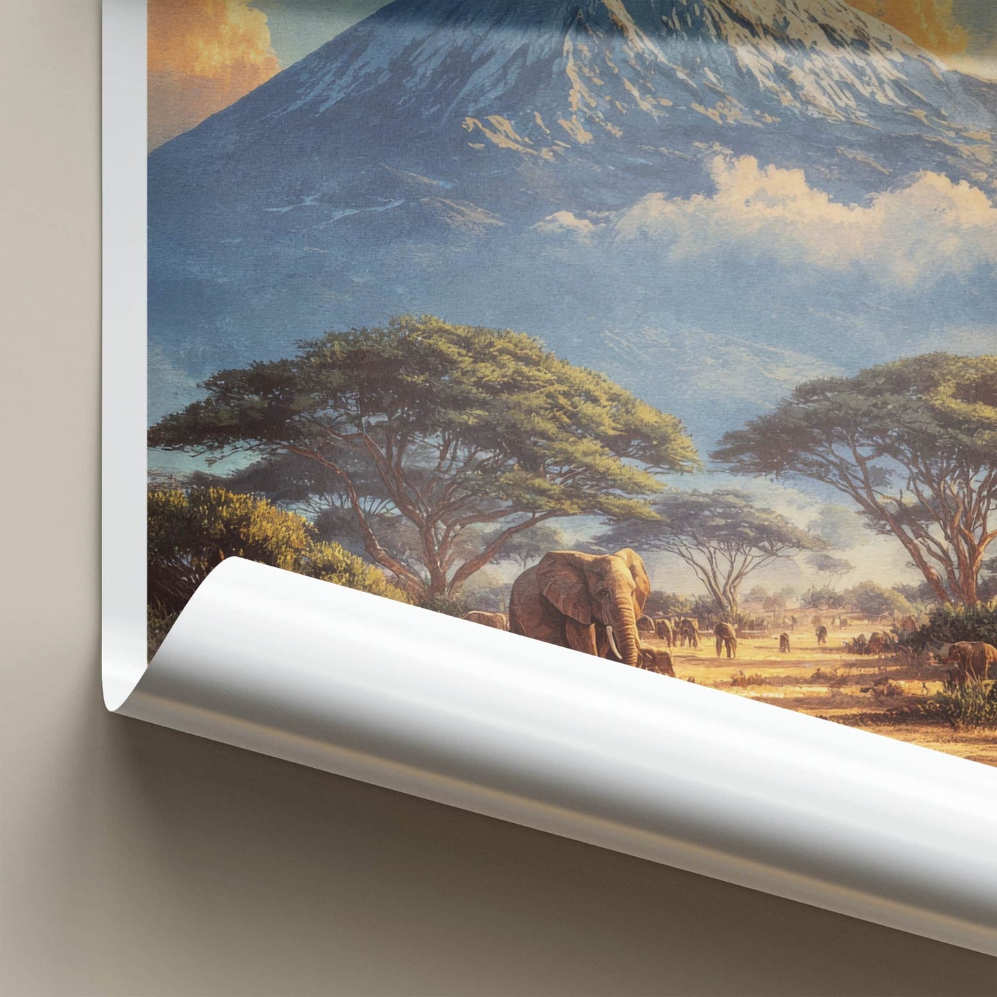 Kilimanjaro Poster - Tanzania Travel Art - Elephant Savannah Gallery Art