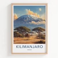 Kilimanjaro Poster - Tanzania Travel Art - Elephant Savannah Gallery Art