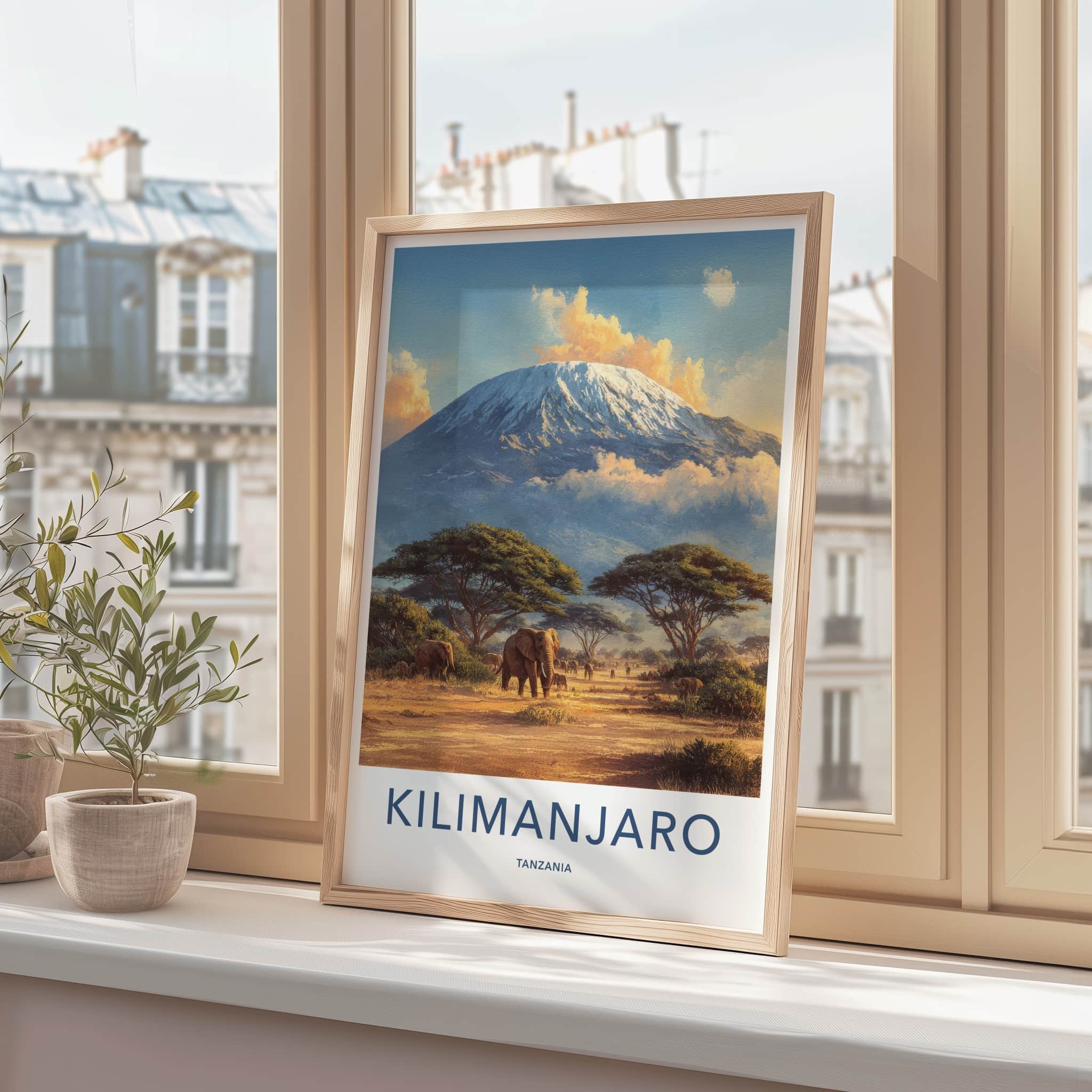 Kilimanjaro Poster - Tanzania Travel Art - Elephant Savannah Gallery Art