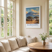 Kilimanjaro Poster - Tanzania Travel Art - Elephant Savannah Gallery Art