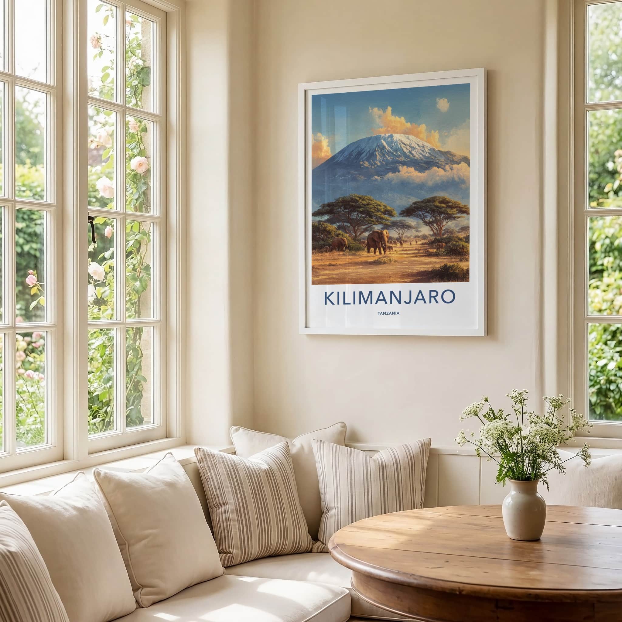 Kilimanjaro Poster - Tanzania Travel Art - Elephant Savannah Gallery Art