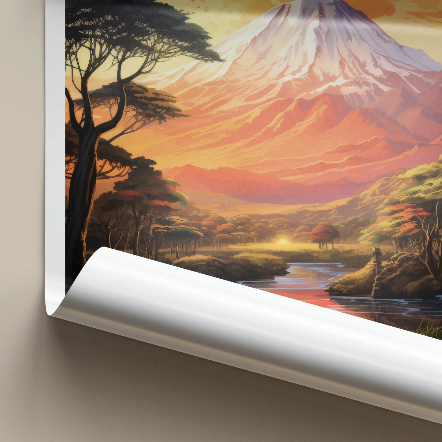 Kilimanjaro Poster - Tanzania Travel Art - Orange Sunset Peak Home Decor