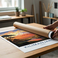 Kilimanjaro Poster - Tanzania Travel Art - Orange Sunset Peak Home Decor