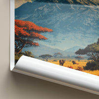 Kilimanjaro Poster - Tanzania Travel Art - Savanna Elephants Peak Home Decor