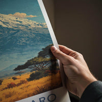 Kilimanjaro Poster - Tanzania Travel Art - Savanna Elephants Peak Home Decor