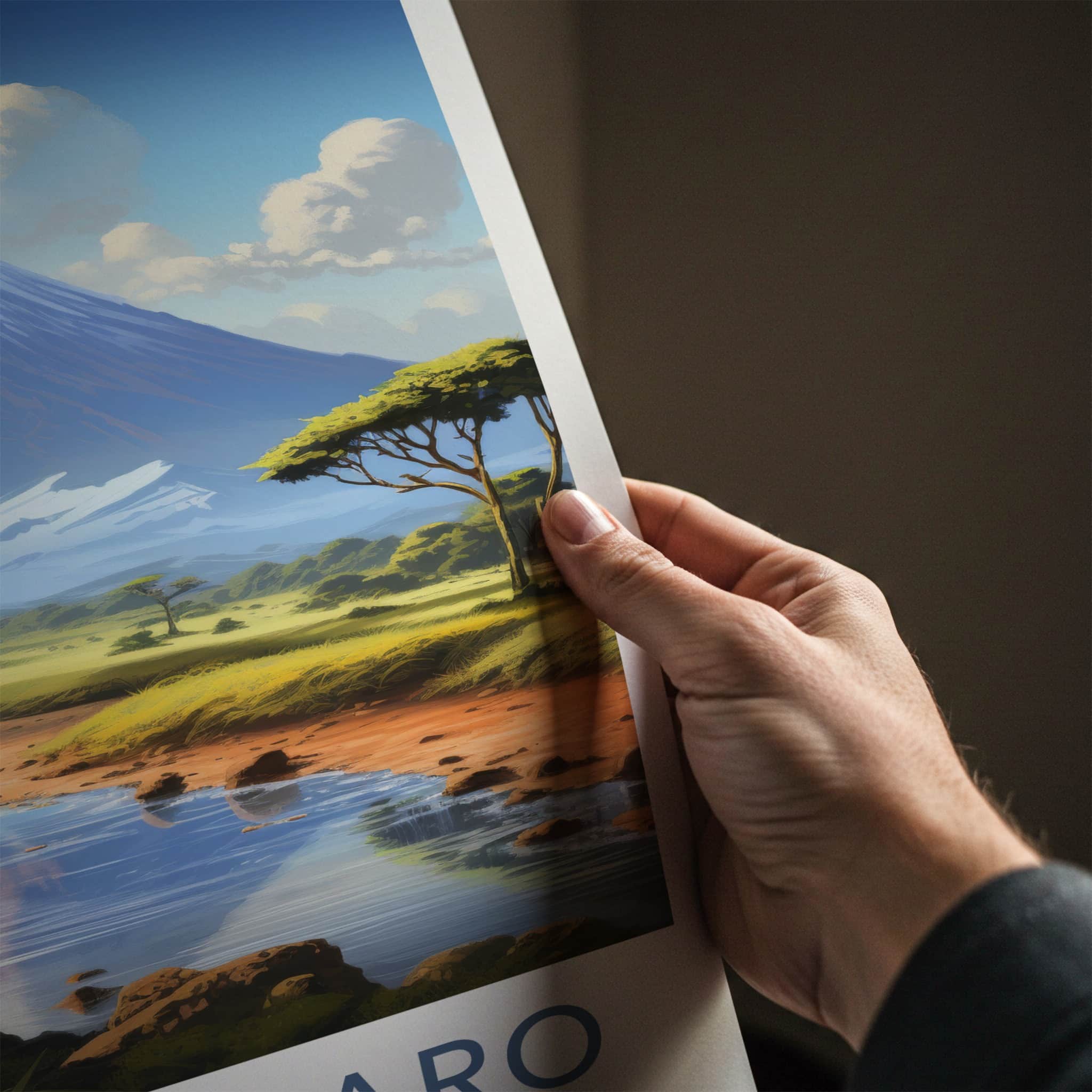 Kilimanjaro Poster - Tanzania Travel Art - Snowy Peak River Home Decor