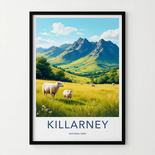 Killarney National Park Poster - Ireland Travel Art - Lush Valley Sheep Home Decor