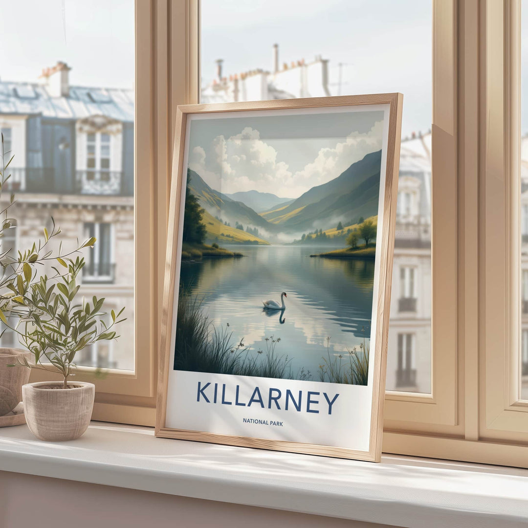 Killarney National Park Poster - Ireland Travel Art - White Swan Lake Home Decor