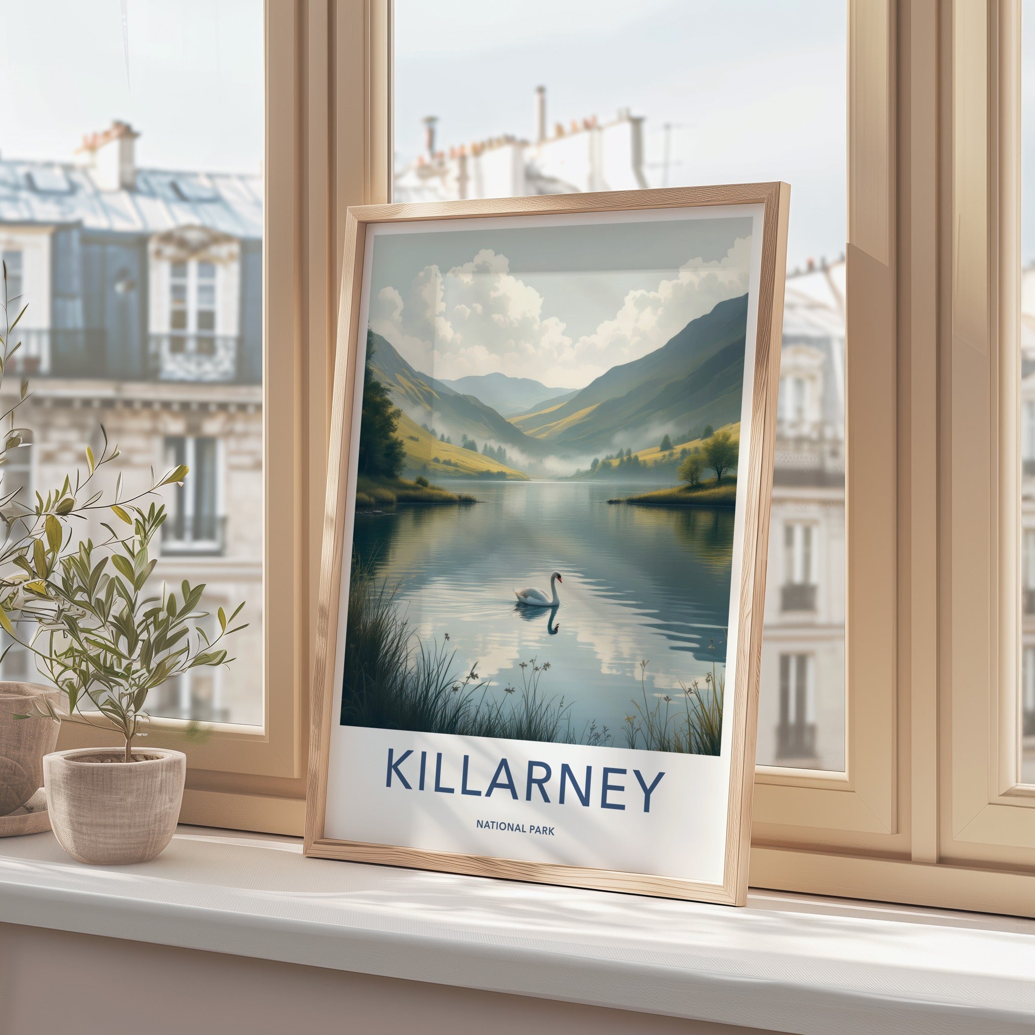 Killarney National Park Poster - Ireland Travel Art - White Swan Lake Home Decor