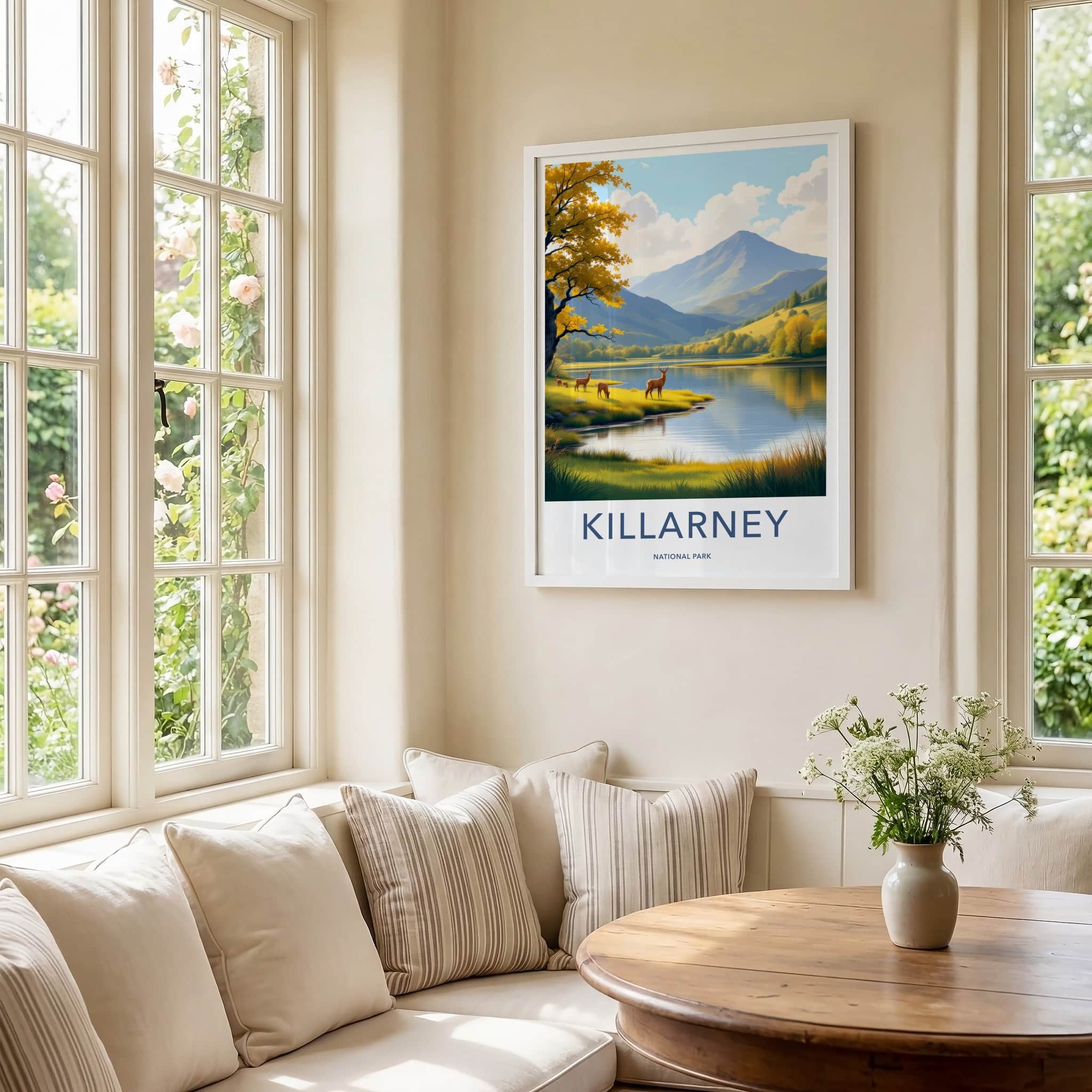 Killarney National Park Poster - Ireland Wall Art - Autumn Lakeside Deer Gift